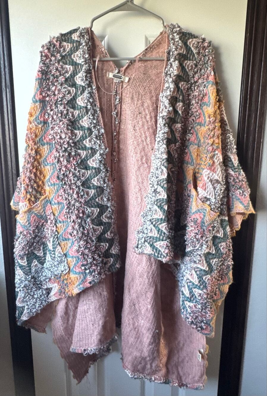 Gimmicks by Buckle Boho Open Front Knit Poncho Cardigan O/S Fairy Grunge